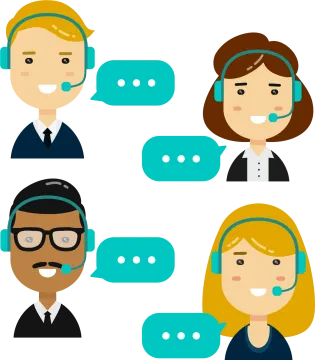 a group of people with headsets