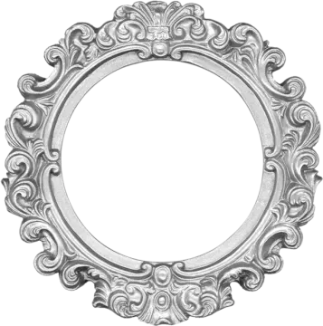 an ornate silver frame on a white background