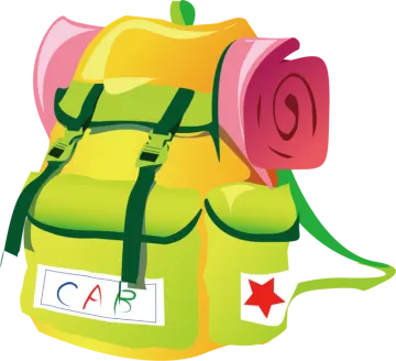 a backpack with a rose on it