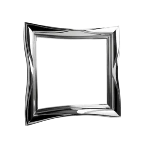 a silver frame on a white background