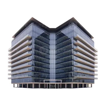 a modern office building on a white background