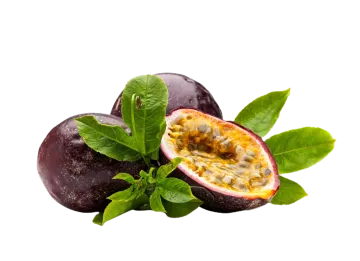 passion fruit with leaves on a white background