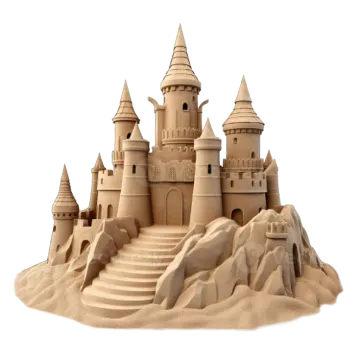 a sand castle on a white background