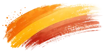 an orange and yellow brush stroke on white background