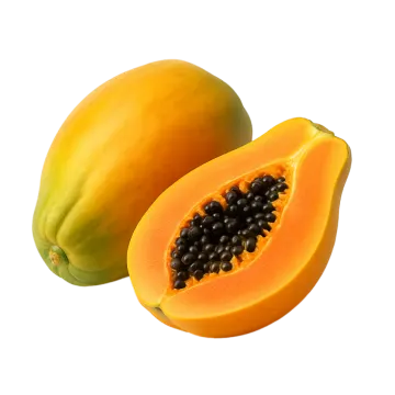 a close up of a mango and a piece of fruit