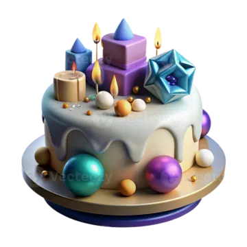 a birthday cake with candles and decorations