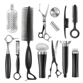 a bunch of different types of scissors and combs