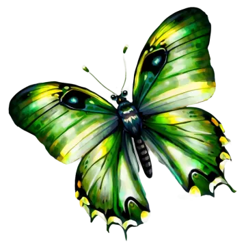a green butterfly on a white background