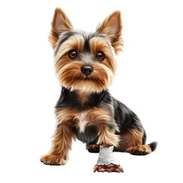 a yorkshire terrier puppy sitting on the floor