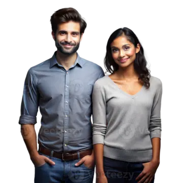 a man and woman standing next to each other people