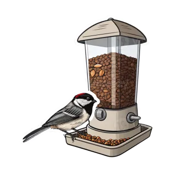 a bird sitting on top of a feeder