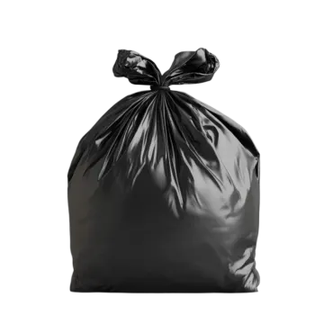 a black trash bag on a white background