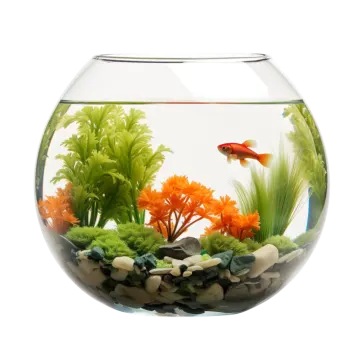 a fish in an aquarium filled with plants and rocks