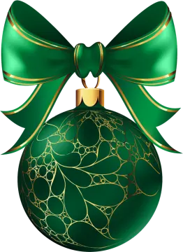 a green christmas ball with a bow