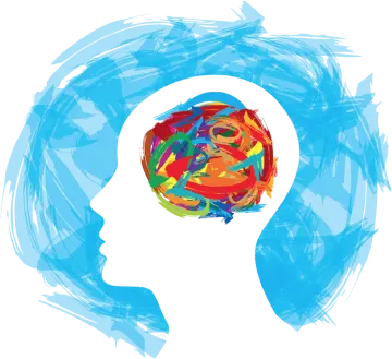 the silhouette of a person's head with colorful paint strokes on it