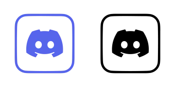 a black and white icon with two different colors