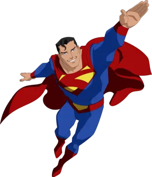 a cartoon superman flying in the air