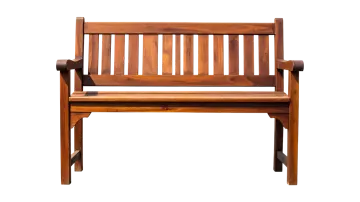 a wooden bench on a white background