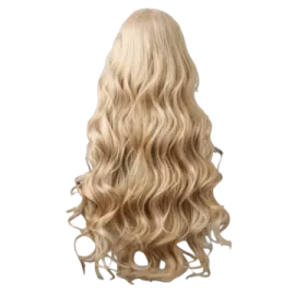 a blonde wig on a white background