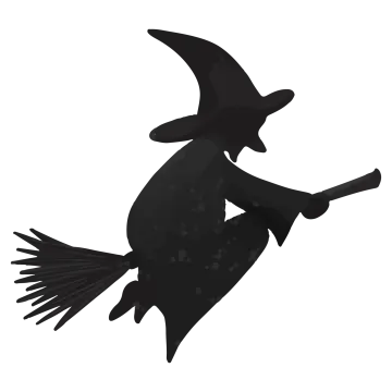 a silhouette of a witch flying in the air