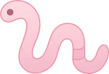 a pink worm on a white background