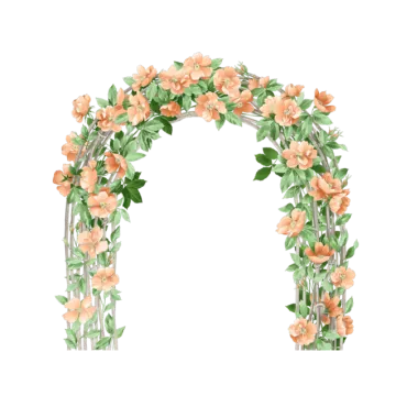 a floral arch with orange flowers