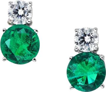 a pair of emerald and diamond earrings