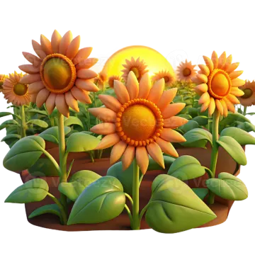 a bunch of sunflowers on a white background