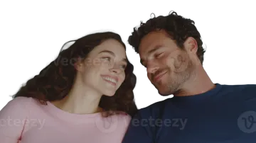 a man and woman are looking at each other people