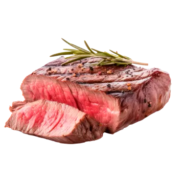 a piece of steak on a white background