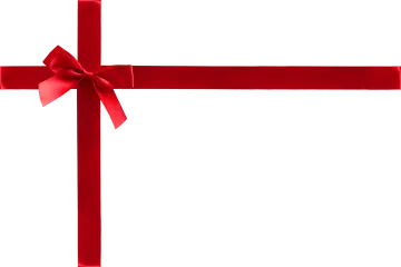 a red ribbon with a bow on it