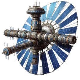 an image of a large blue and white object