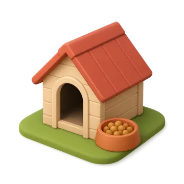 a dog house with a bowl of food next to it