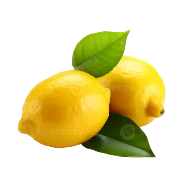 two lemons with leaves on a white background
