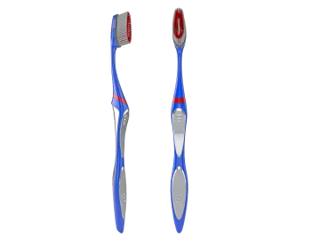 a pair of toothbrushs on a white background