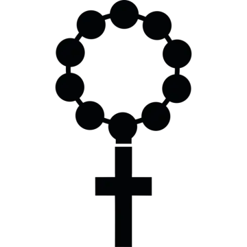 a black and white image of a rosary