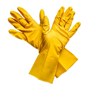 a pair of yellow gloves on a white background