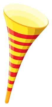 a yellow and red striped cone