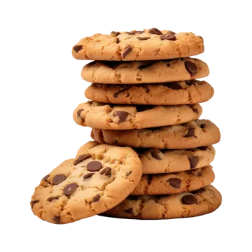 a stack of chocolate chip cookies