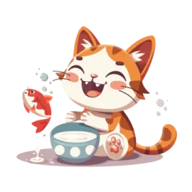a cat that is eating something out of a bowl