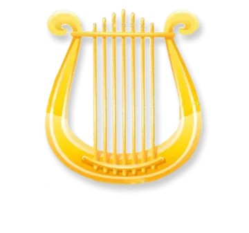 a yellow harp on a white background