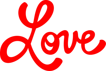 the word love in red on a white background