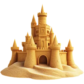 a sand castle on a white background