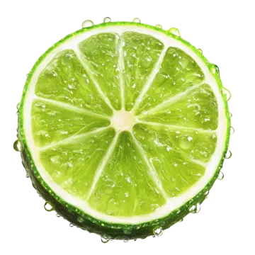 a slice of lime with water on it