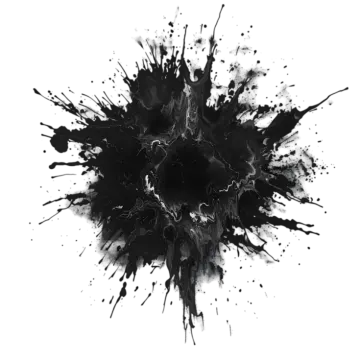 a black ink splash on a white background