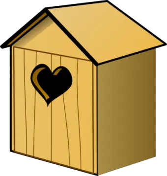a birdhouse with a heart in the roof