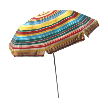 a colorful striped umbrella on a white background