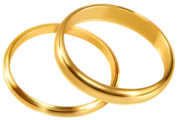 a pair of gold wedding rings