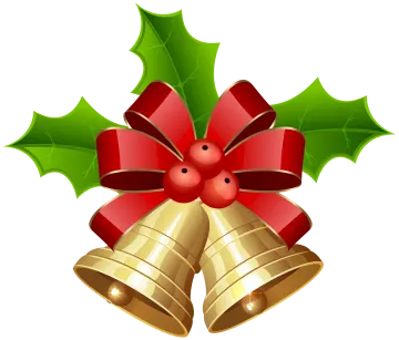 a christmas bell with holly leaves and bells