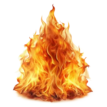 a burning fire on a white background